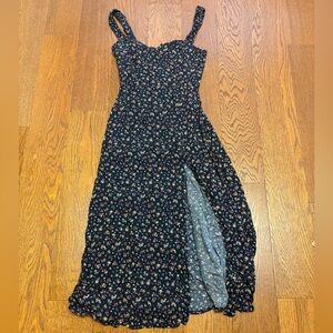 Zara Black Floral Maxi Dress with Side Slit